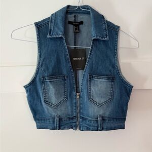 New Forever 21 Blue Denim Vest